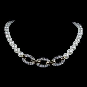 Rachel Pearl Necklace with Swarovski Crystals